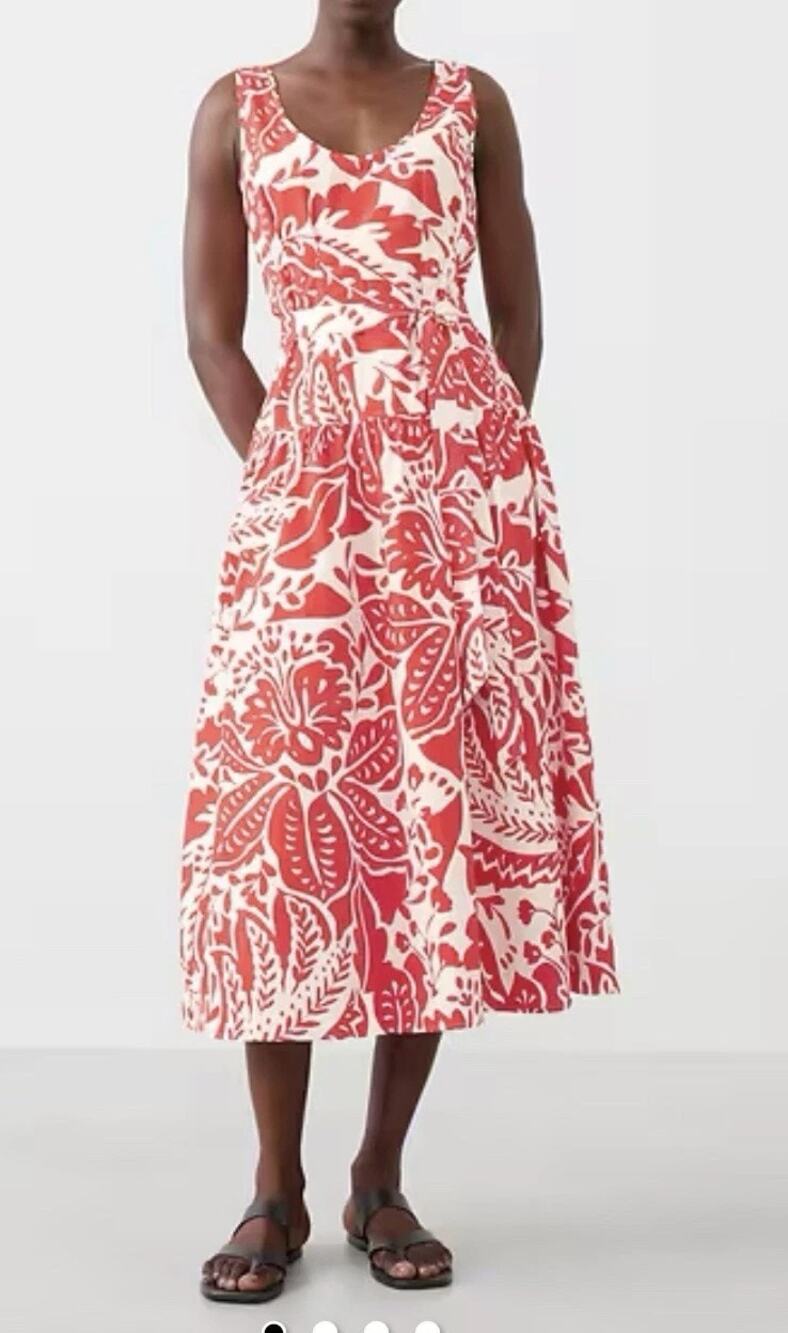 Banana Republic Factory Midi Summer Dress Poplin Corset Waist Women's 4‎ Petite